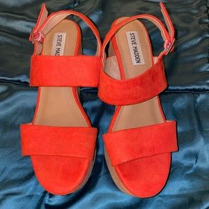 Steve Madden Platform Shoes Size 7 Orange/Red